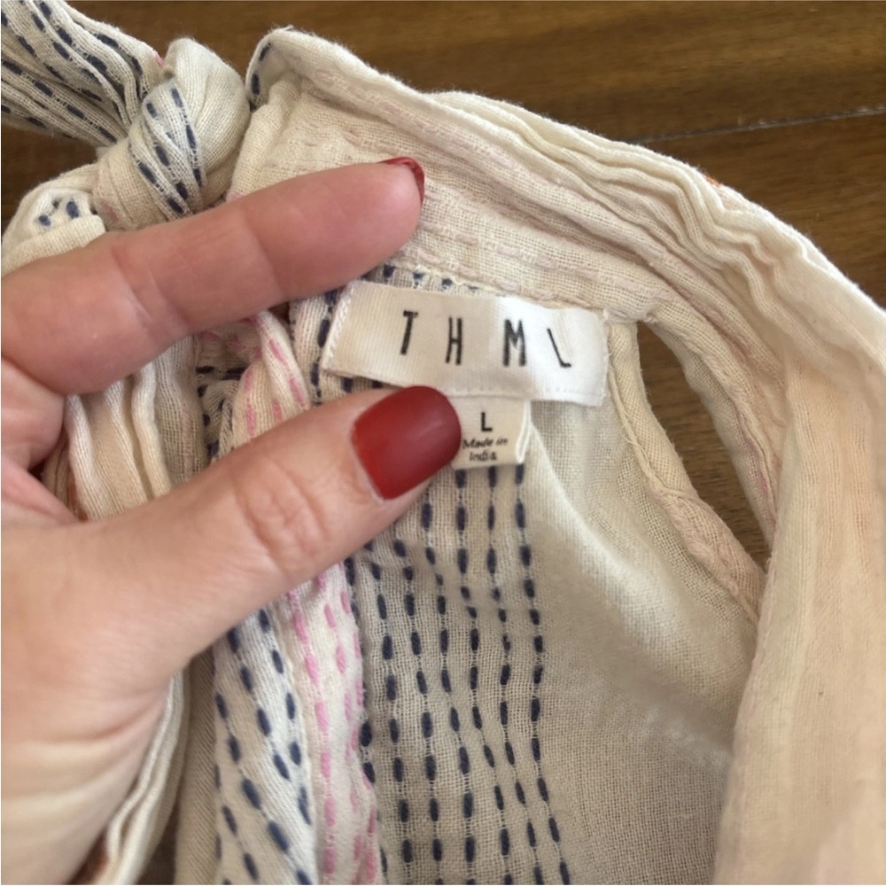 THML Anthropologie Boho Tank Top Embroidered Sz L Tassel Halter Gauze Sleeveless - Picture 14 of 14